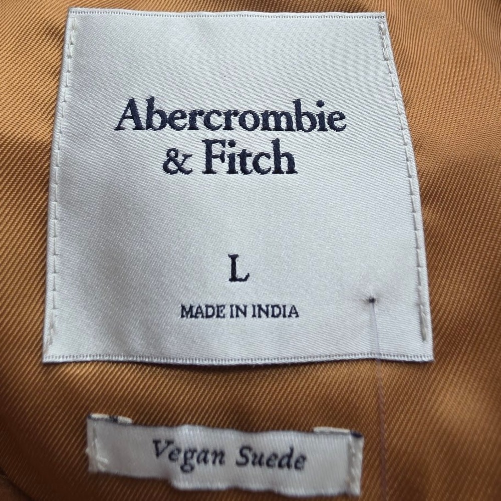 Abercrombie & Fitch Fringe Jacket Women‎ Large Tan Vegan Suede Western Boho NEW - Picture 5 of 12